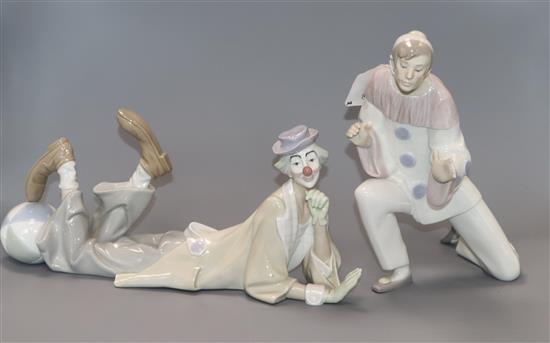 Two Lladro clown figures